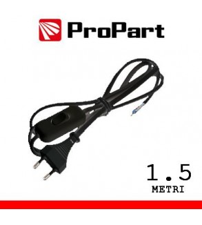 Cavetto con interruttore 1.5m spina10A 2poli nero polybag