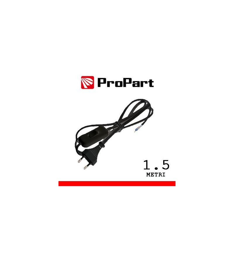 Cavetto con interruttore 1.5m spina10A 2poli nero polybag