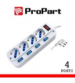Multipresa 4pos bipasso/schuko spina16A +interr. multipli