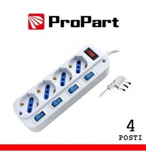 Multipresa 4pos bipasso/schuko spina16A +interr. multipli