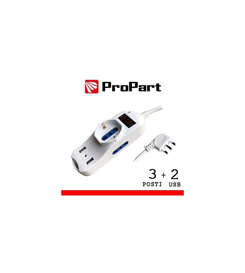 Multipresa 3pos bipasso + bipasso/schuko + USB spina16A +int