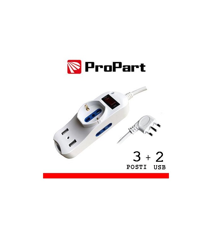 Multipresa 3pos bipasso + bipasso/schuko + USB spina16A +int