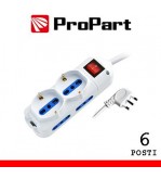 Multipresa 6pos bipasso + bipasso/schuko spina16A +inter 3m