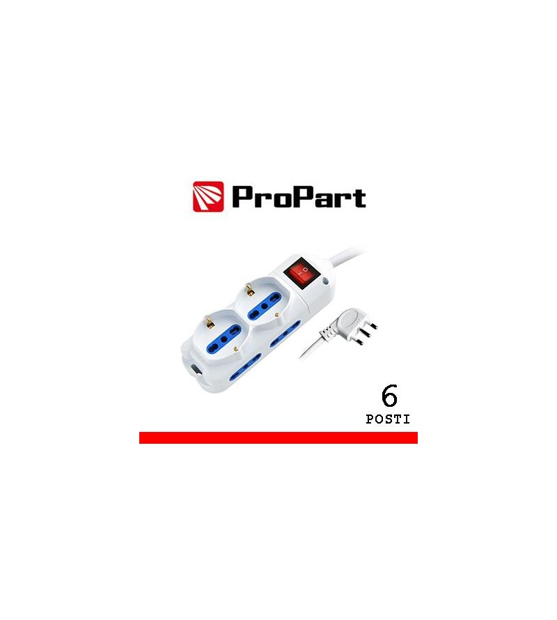 Multipresa 6pos bipasso + bipasso/schuko spina16A +inter 3m
