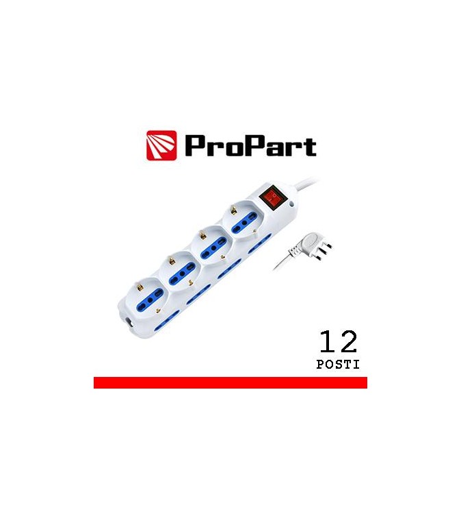 Multipresa 12pos bipasso + bipasso/schuko spina16A +interr.