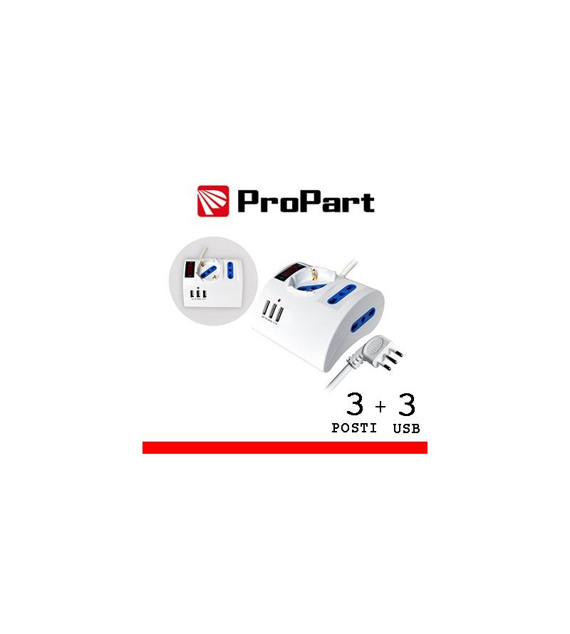 Multipresa 3pos tavolo bipasso + bip/schuko + USB sp16A +int