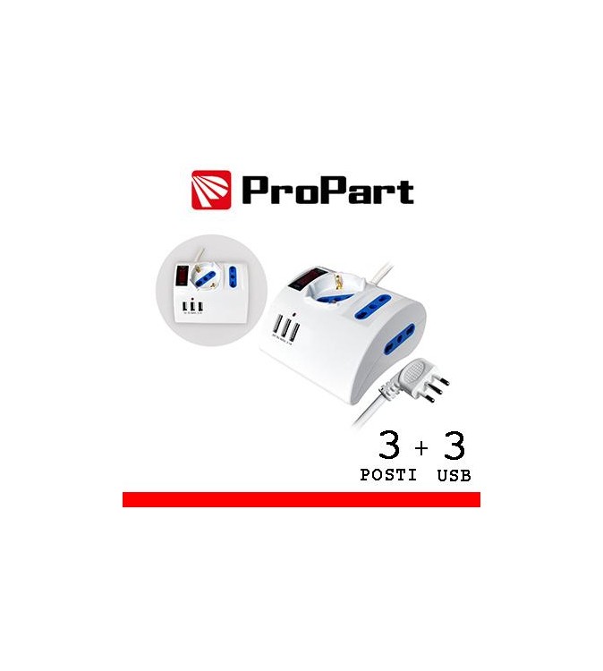 Multipresa 3pos tavolo bipasso + bip/schuko + USB sp16A +int