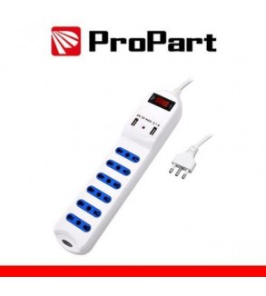 Multipresa 6 posti 10/16A bipasso 2P+T + 2 prese USB 2.1A RICARICA RAPIDA + int