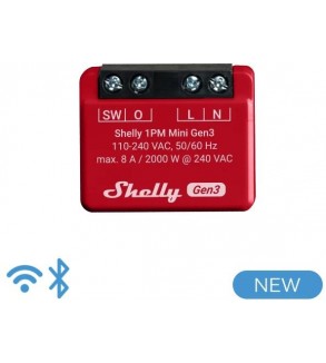 Shelly Mini 1PM Gen3 - Smart Relay 8A AC WiFi/BT/Matter + PM