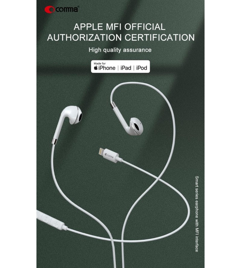Auricolari Comma Apple Lightning Certificati MFI Voce/Musica