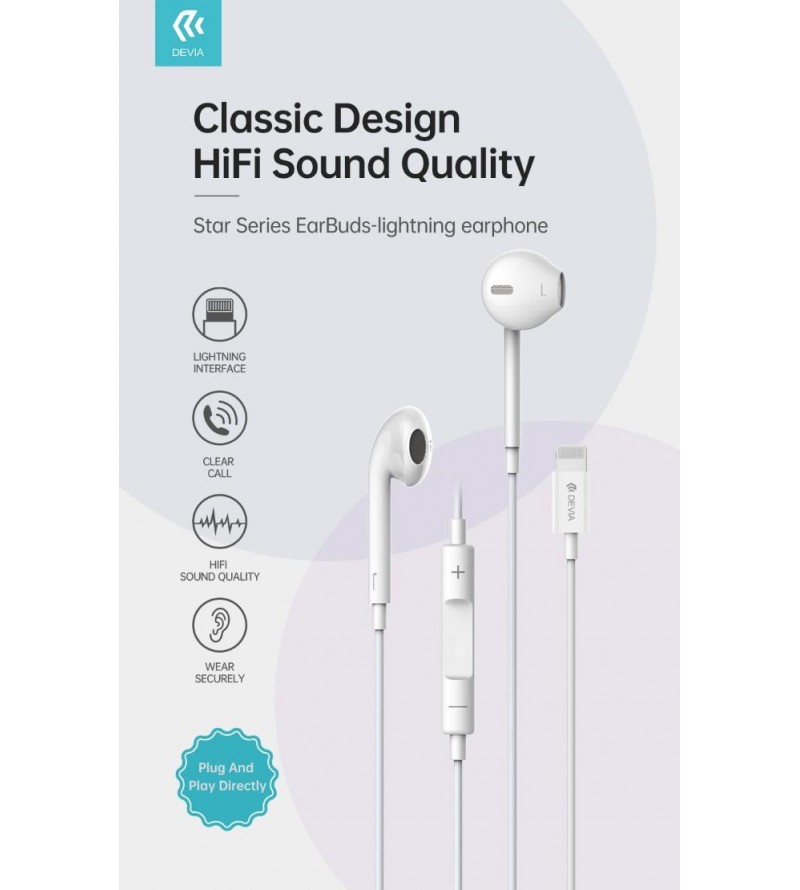 Auricolari compatibili Apple Lightning con controlli e microfono