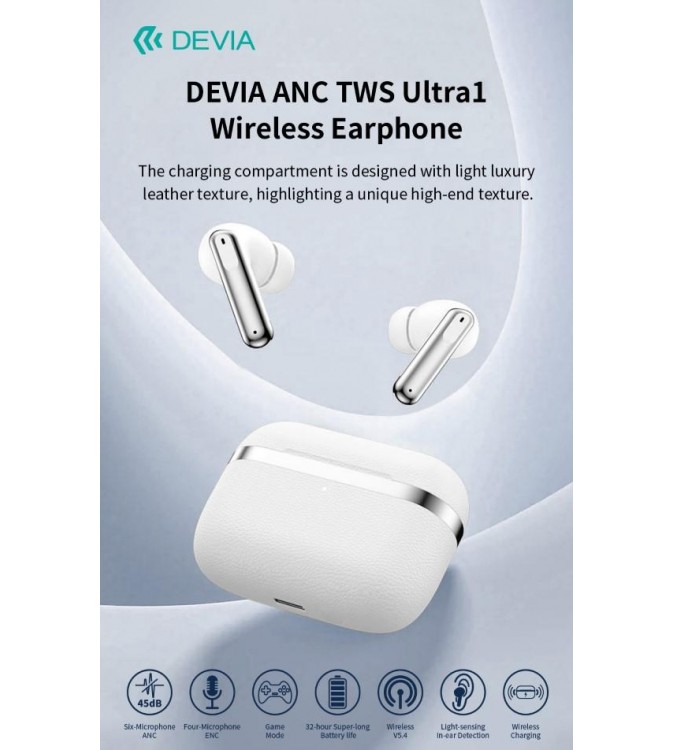 Auricolari carica wireless ANC TWS Ultra1 annullamento rumore esterno Bianchi