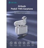 Auricolari Airbuds Pods3 TWS EM410 BT 5.3 Carica Wireless Bianchi