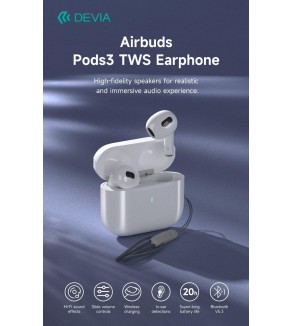 Auricolari Airbuds Pods3 TWS EM410 BT 5.3 Carica Wireless Bianchi