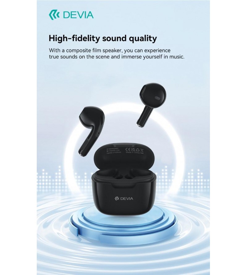 Auricolari Devia TWS-K1 Bluetooth 5.3 EM057 Neri