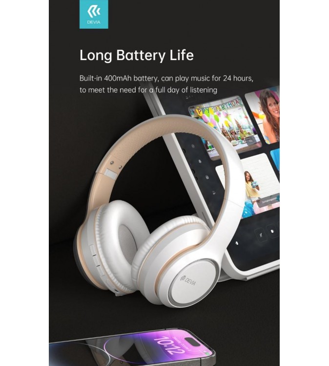Cuffia wireless EM039 bluetooth V. 5.2 ricaricabile Bianca