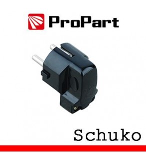 Spina schuko 90° nera polybag