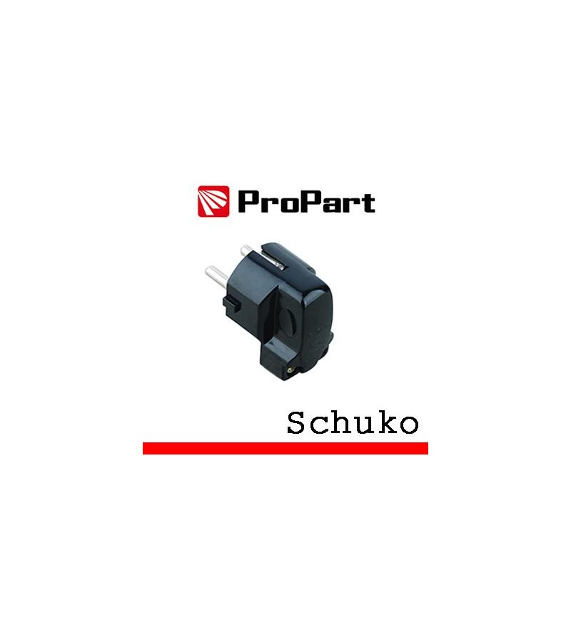 Spina schuko 90° nera polybag