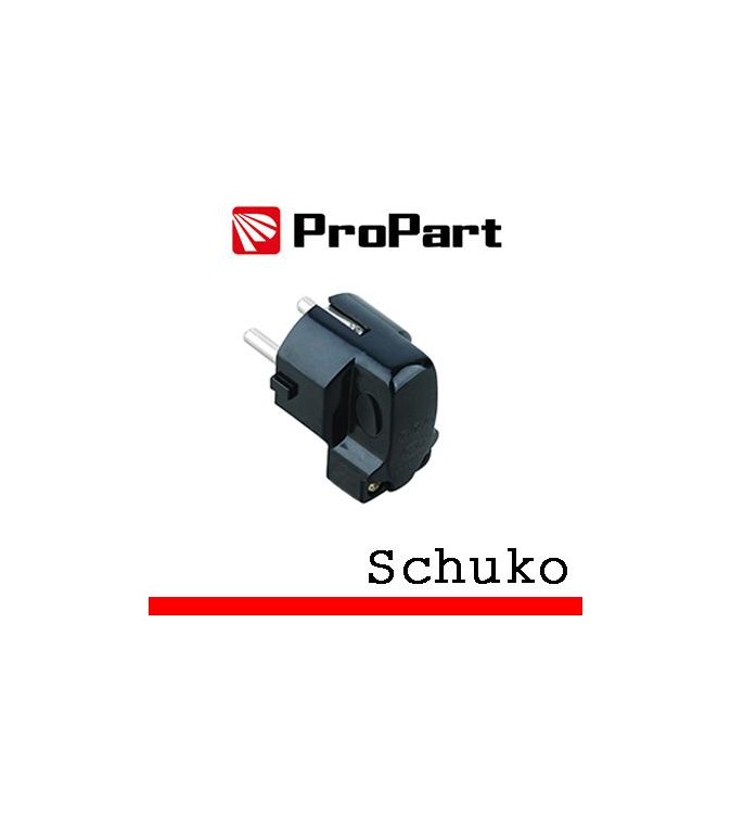 Spina schuko 90° nera polybag