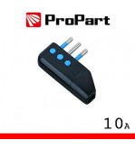 Spina 10A 2P+T uscita cavo 90° nera polybag