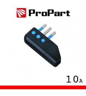 Spina 10A 2P+T uscita cavo 90° nera polybag