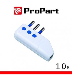 Spina 10A 2P+T uscita cavo 90° polybag