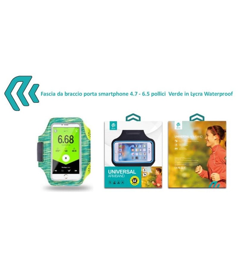 Fascia da braccio porta smartphone 4.7 - 6.5 pollici Verde