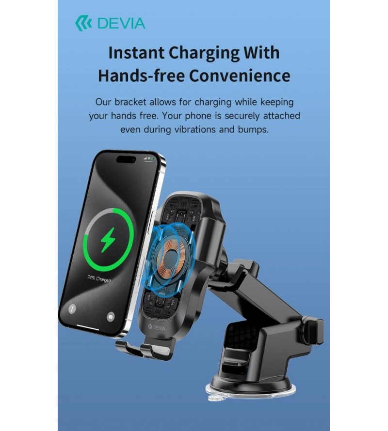 Supporto smartphone per auto con carica wireless telescopico