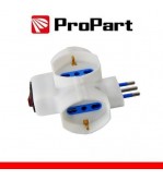 Adattatore 3 prese 2P+T 10/16A bipasso/Schuko con interrutt. Spina 10A