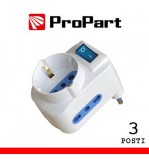 Adattatore 3pos bipasso/schuko spina16A salvaspazio + inter.