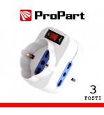 Adattatore 3pos bipasso/schuko spina10A rotante + inter.