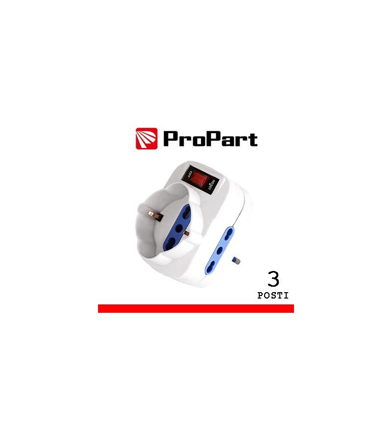 Adattatore 3pos bipasso/schuko spina10A rotante + inter.
