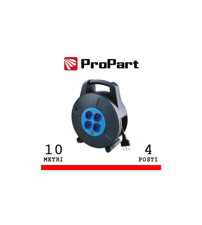 Avvolgicavo 4pos bipasso/schuko 10metri con protez. termica