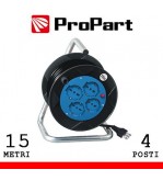 Avvolgicavo 4pos bipasso/schuko 15metri spina16A nero