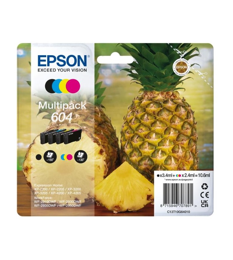 CARTUCCE ORIGINALE EPSON 604 MULTIPACK NERO E COLORI ANANAS 