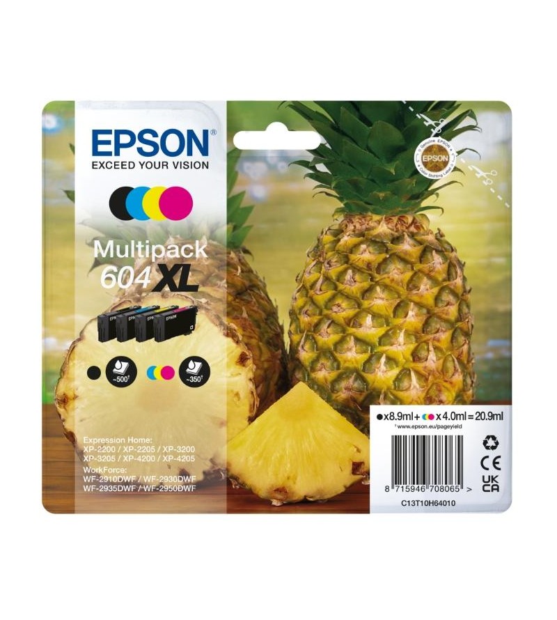 CARTUCCE ORIGINALE EPSON MULTIPACK 604XL ANANAS 4 COLORI
