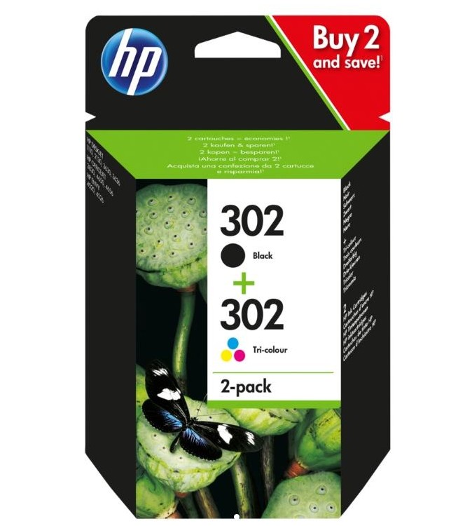 CARTUCCE ORIGINALE HP MULTIPACK 302 NERO E COLORE