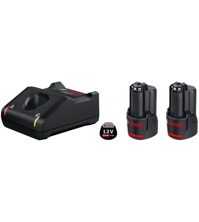 1600A019R8,Set 2x Batterie 12V 2.0Ah + Caricabatteria