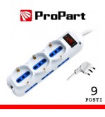 Multipresa 9pos bipasso + bipasso/schuko spina10A + inter.