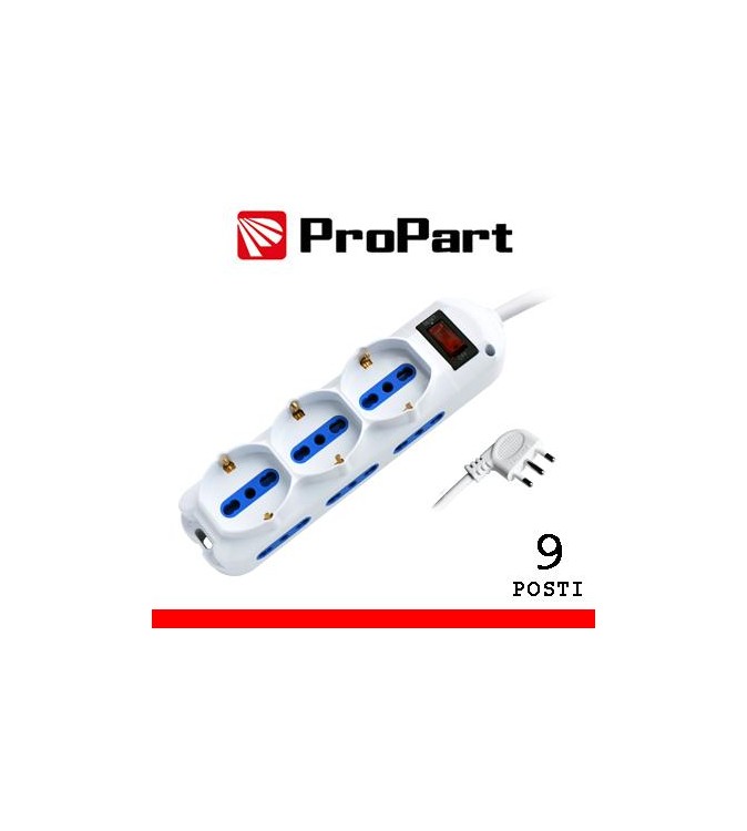 Multipresa 9pos bipasso + bipasso/schuko spina10A + inter.