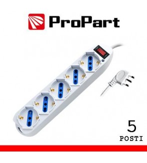 Multipresa 5pos bipasso/schuko spina10A +interr.