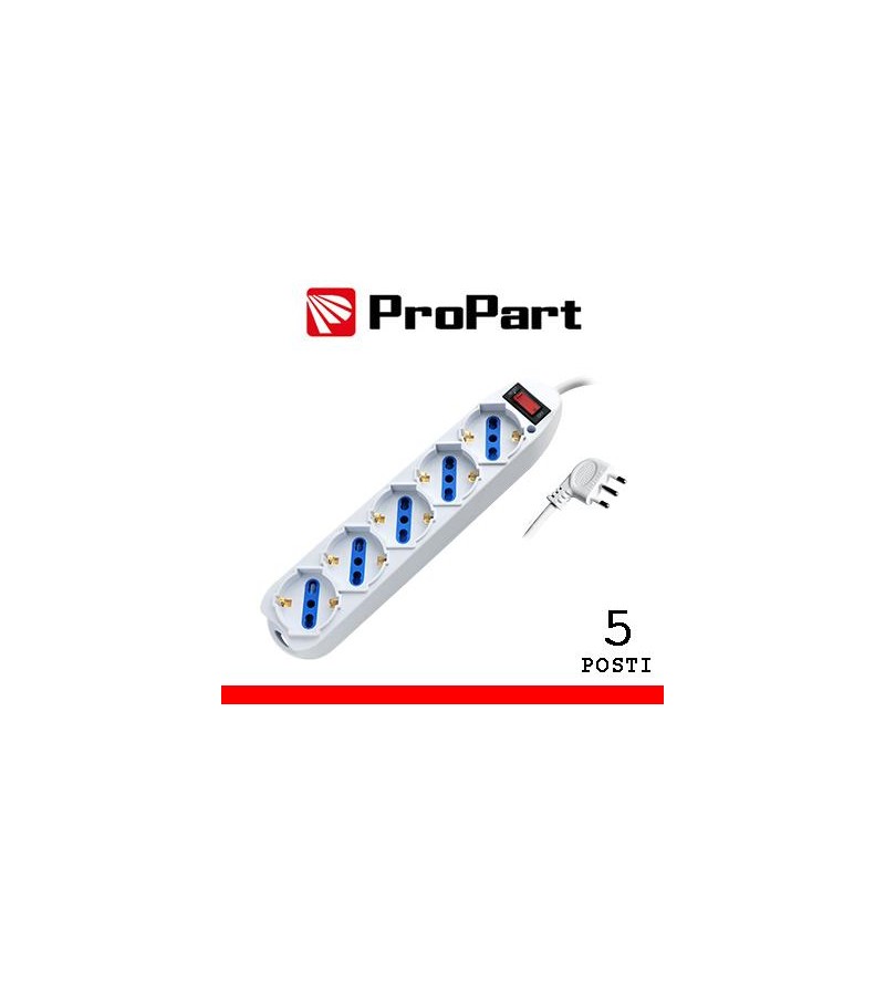 Multipresa 5pos bipasso/schuko spina10A +interr.