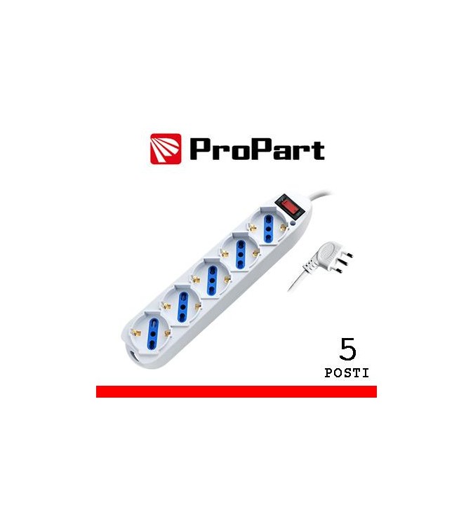 Multipresa 5pos bipasso/schuko spina10A +interr.