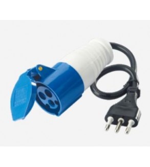 Spina mobile con cavo + Presa Indust.16A 2P+T 220-250V IP44