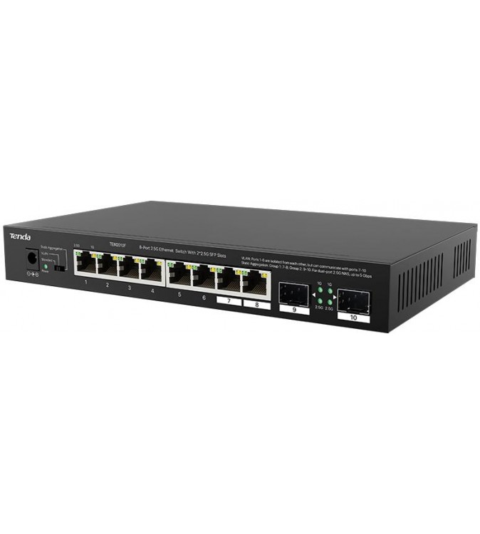Tenda Switch 2.5G - 10 porte (8 porte 2.5GE + 2 SFP) Desktop | TEM2010F