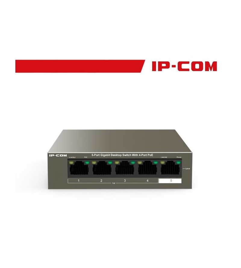 IP-COM Switch Gigabit PoE - 5 porte (4 GE PoE + 1 GE) | G1105P-4-63W
