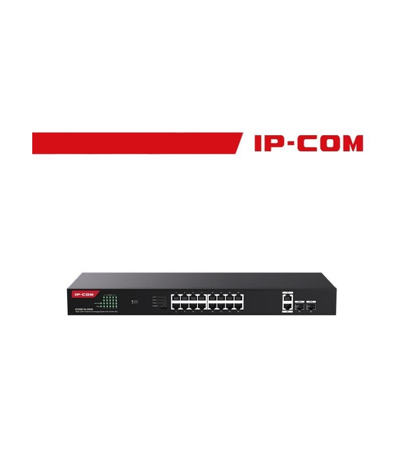 IP-COM Switch Gigabit PoE - 20 porte (16 GE PoE + 2 GE + 2 SFP) | G1120P-16-250W