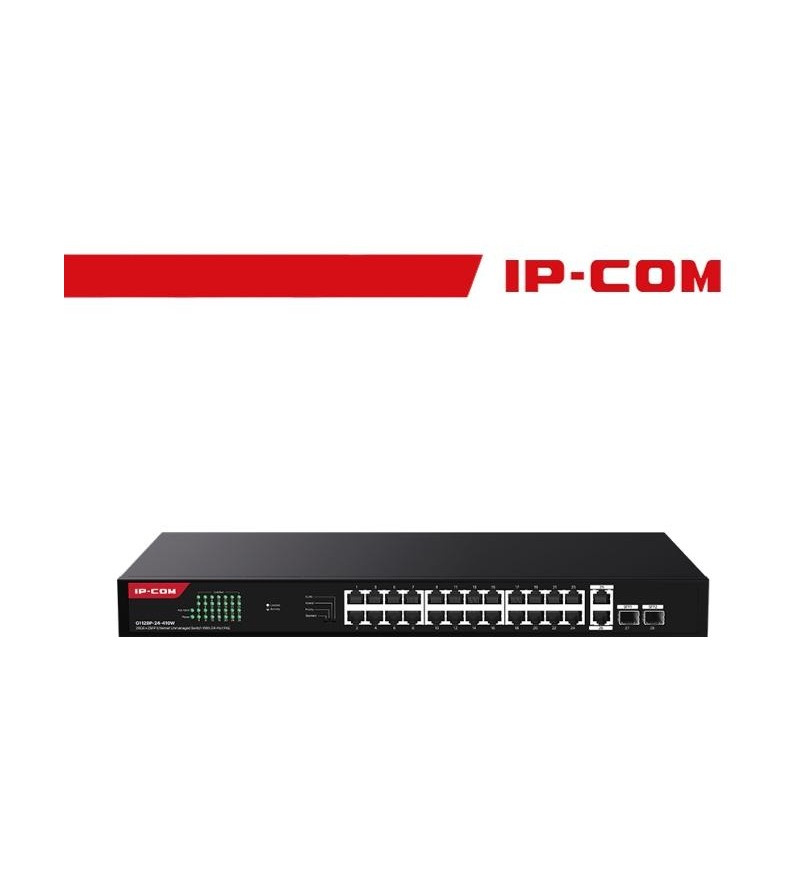 IP-COM Switch Gigabit PoE - 28 porte (24 GE PoE + 2 GE + 2 SFP) | G1128P-24-410W