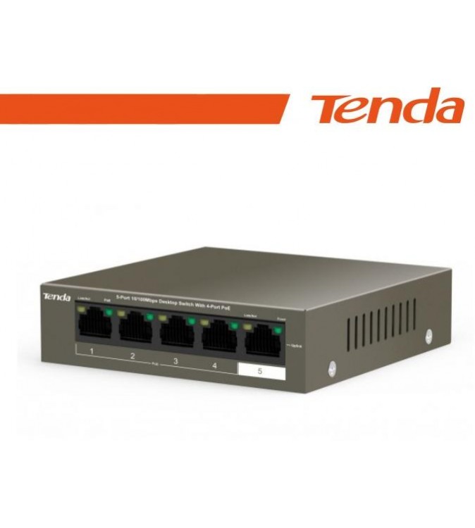 Tenda Switch Fast PoE - 5 porte (4 FE PoE + 1 FE) | TEF1105P-4-38W