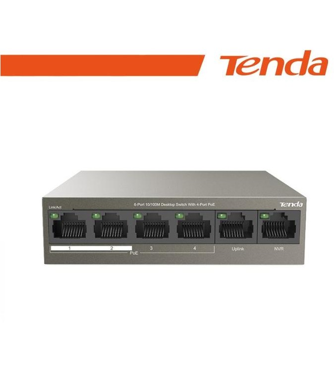 Tenda Switch Fast PoE - 5 porte (4 FE PoE + 2 FE) | TEF1106P-4-63W